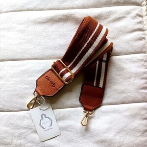 NWT Clearly Handbags Brown and White Striped Bag/Purse Crossbody Strap